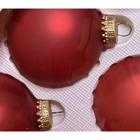 Christmas By Krebs Designer Glass Bulb Ornaments Brandy Red 6 Bulbs In Box - Picture 9 of 9